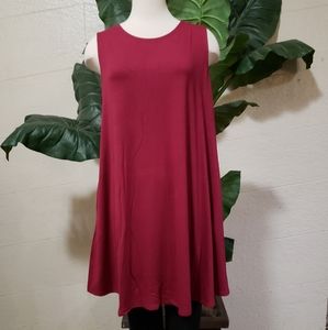 Wine Sleeveless Dress w/ Pockets NWOT